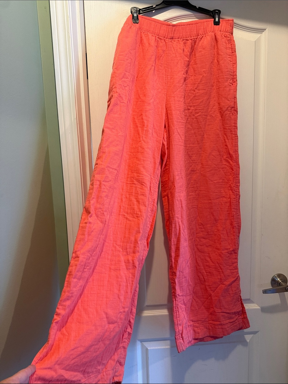 Old Navy Coral-Red Wide Leg Pull-On Pants